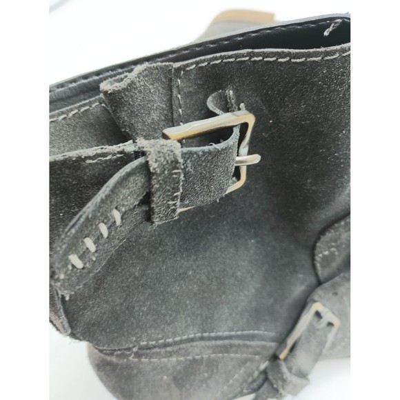 Dolce Vita Gray Soft Suede Flat Ankle Booties Double Buckle Slouchy Boots 7 EUC - Picture 7 of 10